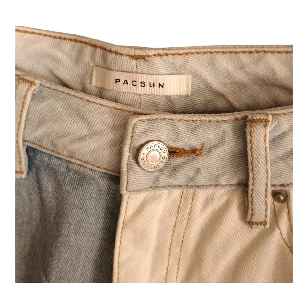 PACSUN Women's Mom Jeans‎ 100% Cotton Patch Color Blocked Mid Rise Size 25
